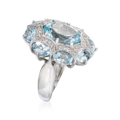9.00 Carat Aquamarine and .33 ct. t.w. Diamond Ring in 14kt White Gold &mdash; Alt Image 3