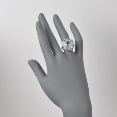9.00 Carat Aquamarine and .33 ct. t.w. Diamond Ring in 14kt White Gold &mdash; Alt Image 2