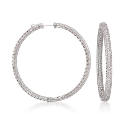 Large 6.90 ct. t.w. CZ In-And-Out Hoop Earrings in Sterling Silver &mdash; Alt Image 1