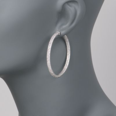 Large 6.90 ct. t.w. CZ In-And-Out Hoop Earrings in Sterling Silver &mdash; Alt Image 2