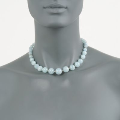 Graduated Aquamarine Bead Necklace in 14kt Yellow Gold &mdash; Alt Image 2