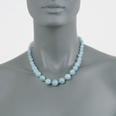 Graduated Aquamarine Bead Necklace in 14kt Yellow Gold &mdash; Alt Image 3