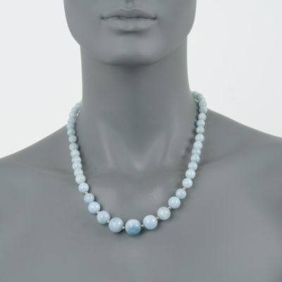 Graduated Aquamarine Bead Necklace in 14kt Yellow Gold &mdash; Alt Image 4