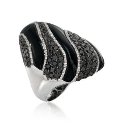 Black Onyx and 2.75 ct. t.w. Diamond Statement Ring in 14kt White Gold. Size 7 &mdash; Alt Image 2