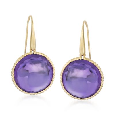 Roberto Coin 39.00 ct. t.w. "Ipanema" Purple Amethyst Earrings in 18kt Yellow Gold &mdash; Alt Image 1