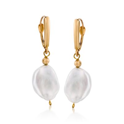 9.5-11mm Cultured Keshi Pearl Earrings In 14kt Yellow Gold &mdash; Alt Image 1