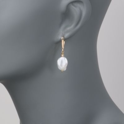 9.5-11mm Cultured Keshi Pearl Earrings In 14kt Yellow Gold &mdash; Alt Image 2