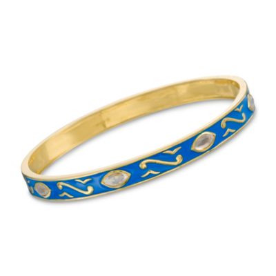 Minakari Blue Enamel and 2.70 ct. t.w. White Topaz Bangle Bracelet in Vermeil &mdash; Alt Image 1