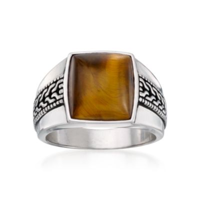 Men's Tiger's Eye Ring in Sterling Silver &mdash; Alt Image 1
