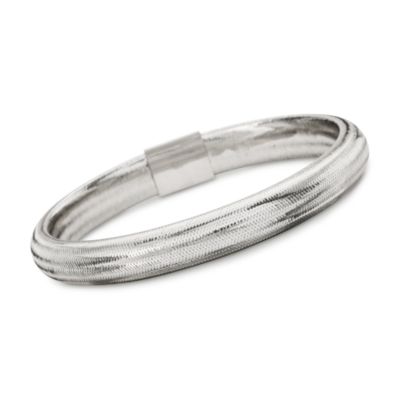 Italian Flex Bangle Bracelet With 14kt White Gold. 8" &mdash; Alt Image 1