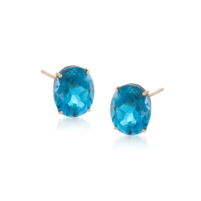 3.25 ct. t.w. London Blue Topaz Stud Earrings in 14kt Yellow Gold &mdash; Alt Image 1