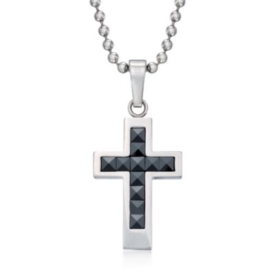 Men's Stainless Steel Cross Necklace. 22" &mdash; Alt Image 1