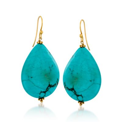 Turquoise Dangle Earrings in Vermeil.  &mdash; Alt Image 1