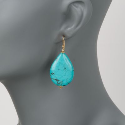 Turquoise Dangle Earrings in Vermeil.  &mdash; Alt Image 2