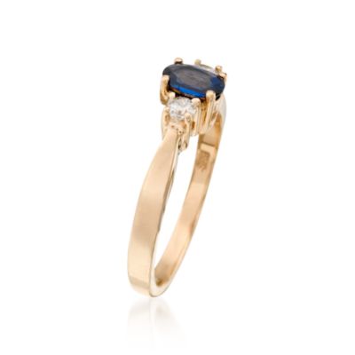 .60 Carat Sapphire and .15 ct. t.w. Diamond Ring in 14kt Yellow Gold &mdash; Alt Image 2