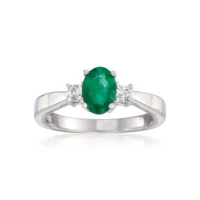 .40 Carat Emerald and .15 ct. t.w. Diamond Ring in 14kt White Gold &mdash; Alt Image 1