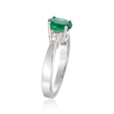 .40 Carat Emerald and .15 ct. t.w. Diamond Ring in 14kt White Gold &mdash; Alt Image 2