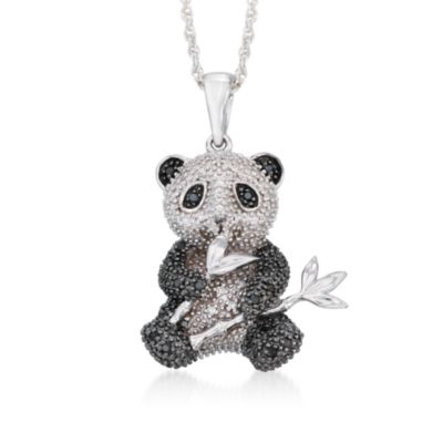 .15 ct. t.w. Black and White Diamond Panda Necklace In Sterling Silver &mdash; Alt Image 1