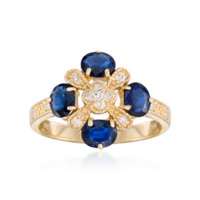 1.50 ct. t.w. Sapphire and .15 ct. t.w. Diamond Ring in 14kt Yellow Gold &mdash; Alt Image 1