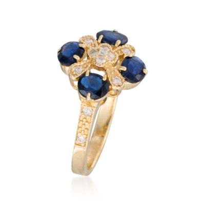 1.50 ct. t.w. Sapphire and .15 ct. t.w. Diamond Ring in 14kt Yellow Gold &mdash; Alt Image 2