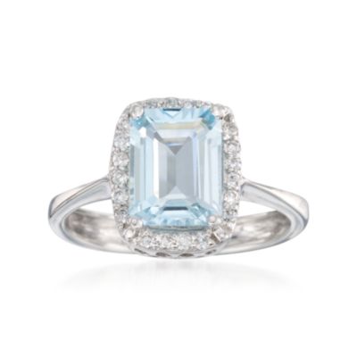 1.80 Carat Aquamarine and .20 ct. t.w. Diamond Ring in 14kt White Gold &mdash; Alt Image 1