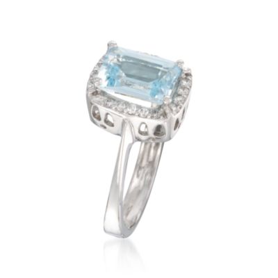 1.80 Carat Aquamarine and .20 ct. t.w. Diamond Ring in 14kt White Gold &mdash; Alt Image 2