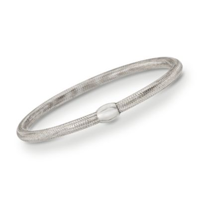 Italian 14kt White Gold Mesh Bangle Bracelet &mdash; Alt Image 1