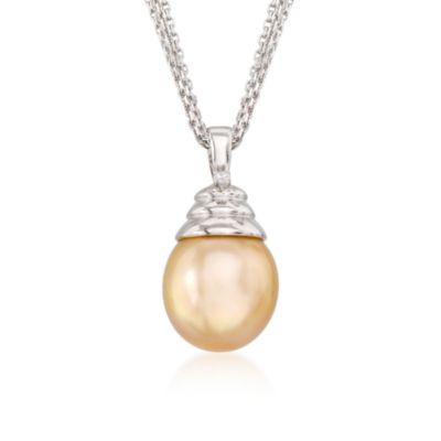 13mm Golden South Sea Pearl Necklace in Sterling Silver &mdash; Alt Image 1