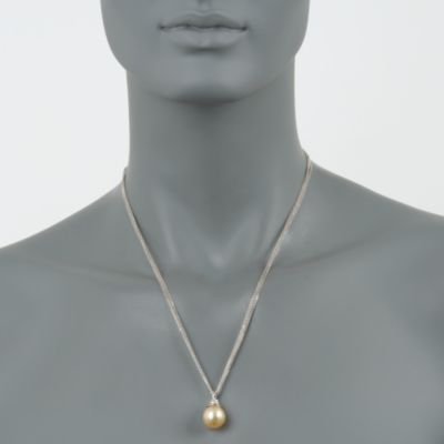 13mm Golden South Sea Pearl Necklace in Sterling Silver &mdash; Alt Image 3