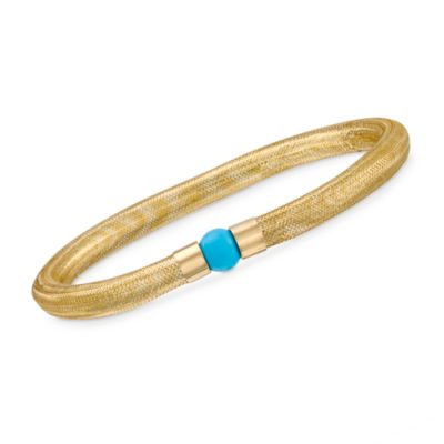 Italian Turquoise Bangle Bracelet In 14kt Yellow Gold &mdash; Alt Image 1