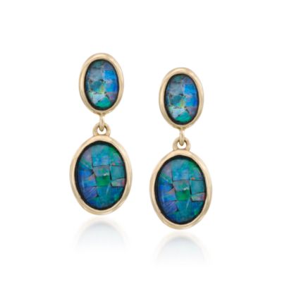 Opal Earrings in 14kt Yellow Gold &mdash; Alt Image 1