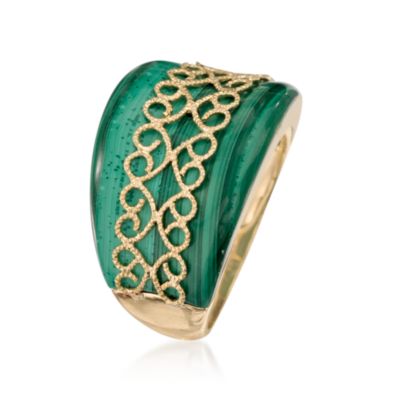 Malachite Ring In 14kt Yellow Gold &mdash; Alt Image 2