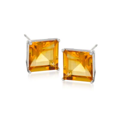3.70 ct. t.w. Citrine Stud Earrings in 14kt White Gold &mdash; Alt Image 1