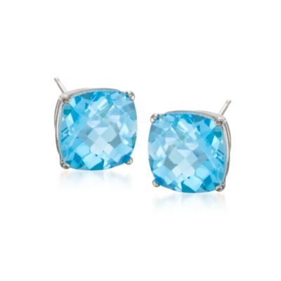 4.10 ct. t.w. Blue Topaz Stud Earrings in 14kt White Gold &mdash; Alt Image 1