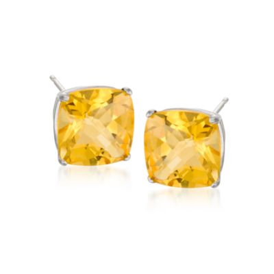 3.50 ct. t.w. Citrine Stud Earrings in 14kt White Gold &mdash; Alt Image 1