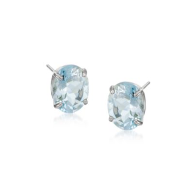 3.30 ct. t.w. Aquamarine Stud Earrings in 14kt White Gold &mdash; Alt Image 1