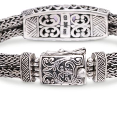 Balinese 6.00 Carat Amethyst Bracelet in Sterling Silver and 14kt Yellow Gold. 7" &mdash; Alt Image 3