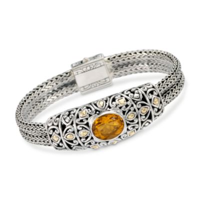 Balinese 4.50 Carat Citrine Bracelet in Sterling Silver and 18kt Yellow Gold &mdash; Alt Image 1