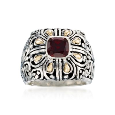 Balinese .45 Carat Garnet Ring in Sterling Silver and 18kt Yellow Gold &mdash; Alt Image 1