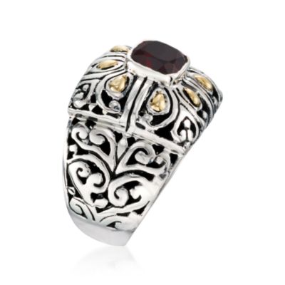 Balinese .45 Carat Garnet Ring in Sterling Silver and 18kt Yellow Gold &mdash; Alt Image 3