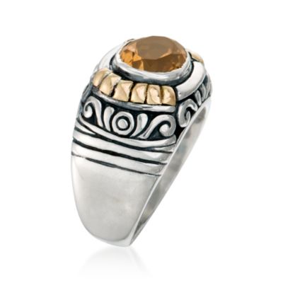 Balinese 2.25 Carat Citrine Ring in 18kt Yellow Gold and Sterling Silver &mdash; Alt Image 3