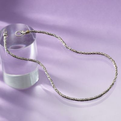 Balinese Sterling Silver and 18kt Yellow Gold 3mm Bali Chain Necklace &mdash; Alt Image 7