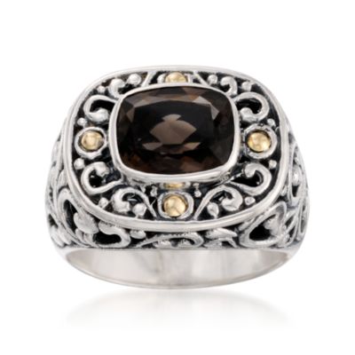 Balinese 3.50 Carat Smoky Quartz Ring in 18kt Yellow Gold and Sterling Silver &mdash; Alt Image 1