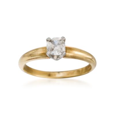 C.1970 Vintage .25 Carat Diamond Solitaire Engagement Ring in Platinum and 14kt Yellow Gold. Size 5.25 &mdash; Alt Image 1