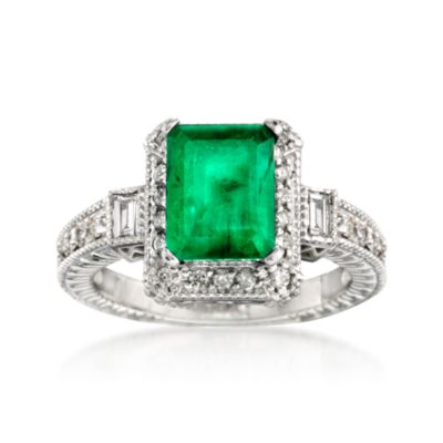 2.00 Carat Emerald and .50 ct. t.w. Diamond Ring in 14kt White Gold &mdash; Alt Image 1