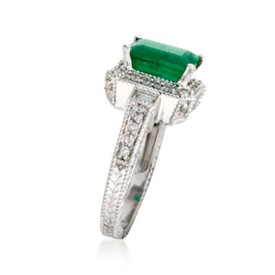 2.00 Carat Emerald and .50 ct. t.w. Diamond Ring in 14kt White Gold &mdash; Alt Image 3