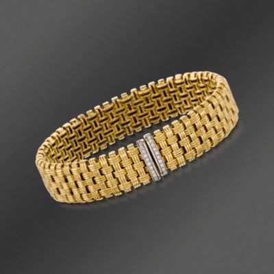 Roberto Coin .16 ct. t.w. "Appassionata" Diamond Bracelet in 18kt Two-Tone Gold. 7" &mdash; Alt Image 1