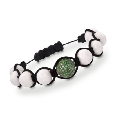 Macrame 3.20 ct. t.w. Green Tsavorite and White Agate Bead Bracelet &mdash; Alt Image 1
