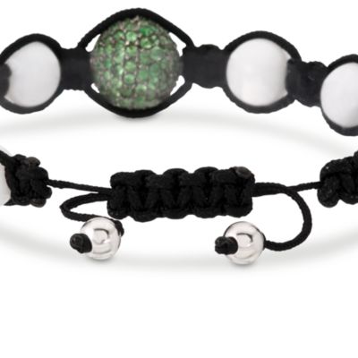 Macrame 3.20 ct. t.w. Green Tsavorite and White Agate Bead Bracelet &mdash; Alt Image 2