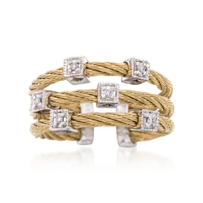 Charriol Diamond Accent Ring in Stainless and 18kt White Gold. Size 6.5 &mdash; Alt Image 1